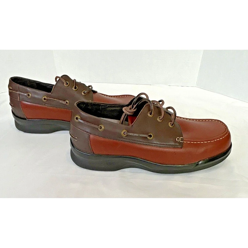 Apex B2900M Men’s Brown Leather Lace Up Boat Shoes US 12 EEEE Wide